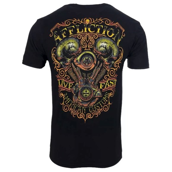 AFFLICTION THUNDER Men's T-shirt BLACK Biker MMA - Picture 11 of 11